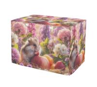 Cute Hamster Floral Dog Crate Cover Windproof Pet Kennel Cover with Mesh Windows, Reduces Barking Large