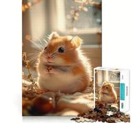 Cute Hamster Holding A Seed 1000 Piece Jigsaw Puzzles for Teenagers Logic Game Accurate Edge Hard Challenge Night Play (38x52cm)