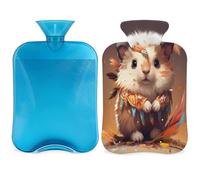 Cute Hamster Hot Water Bottle with Cover, Ethnic Cartoon Animal 2L Hot Water Bag for Pain Relief, Neck and Shoulder, Hand Feet Warmer