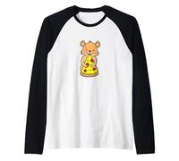 Cute Hamster Hugging Pizza Slice Raglan Baseball Tee