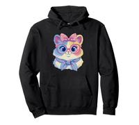 Cute Hamster Pastel Portrait Animal Lover Graphic Pink Bow Pullover Hoodie