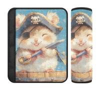 Cute Hamster Pirate Retro Strap pad,More Comfort Driving,car Shoulder Pads for seat Belts for SUV Airplane Van accesorios para carro 2 pcs