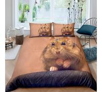 Cute Hamster Super King Size Duvet Cover Sets Soft Microfiber Pets Bedding Set 3D Printed Quilt Cover 260 x 220 cm with Zipper Closure and 2 Pillowcases a-1974