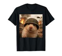 Cute Hamster War Scene WW2 Battlefield Soldier Funny Meme T-Shirt