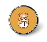 Cute Hamster Wearing Glasses Badges Decorative, Durable Aluminum Alloy Round Badge, Lightweight Button Brooch for Shirts, Jackets, Hats, Uniforms 1"