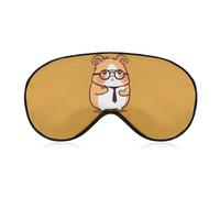 Cute Hamster Wearing Glasses Sleep Mask with Adjustable Strap, Comfortable & Soft Eye Mask for Sleeping Light Blocking, Lightweight & Breathable Eye Cover for Men Women