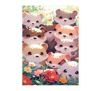 Cute Hamsters Flowers Jigsaw Puzzles for Adults 500, Fun Challenging Educational Games, Difficult Jigsaw Puzzles for Adults, Puzzle 500 Pieces
