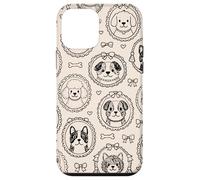 Cute Hand Drawn Dog Pattern Minimalist Animal Case for iPhone 12 mini