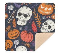 Cute Hand Drawn Halloween Pattern Cute Foldable Baby Activity Play Mat for Indoor Outdoor Cozy Breathable Infant Play Mat for Babies Infants Toddlers, 50'' x 50''
