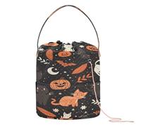 Cute Hand Drawn Halloween Pattern Yarn Bag Knitting Project Bags with Holes Needle Storage for Crochet Carrier Knitting Project