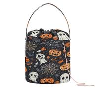 Cute Hand Drawn Halloween Pattern Yarn Storage Bag Crochet Yarn Storage Portable Craft Bag for Crochet Tool Knitting