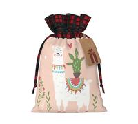 (Cute Hand Drawn Llama) Christmas Drawstring Gift Bags Fabric Gift Bags Goodie Bags For Xmas Party Wedding Party Birthday Diy M