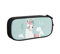 Cute Hand Drawn Llama Pencil Case, Zip Smooth Pencil Case, Portable Pencil Case Large School Stationery Storage Bag, Make-Up Bag