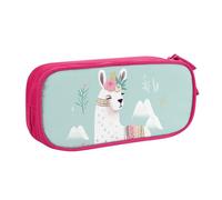 Cute Hand Drawn Llama Pencil Case, Zip Smooth Pencil Case, Portable Pencil Case Large School Stationery Storage Bag, Make-Up Bag