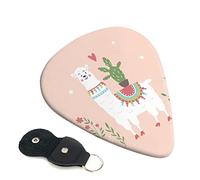 Cute Hand Drawn Llama Set Of 6 Guitar Plectrums For Acoustic Guitar, Electric Guitar, Bass, Ukulele - Thin, Medium And Thick.
