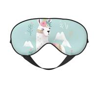 Cute Hand Drawn Llama Sleep Mask for Women & Men - Double-Sided Eye Mask with Adjustable Strap, Soft Silky Feel, Light-Blocking & Breathable for Travel, Nap, Shift Work, Yoga