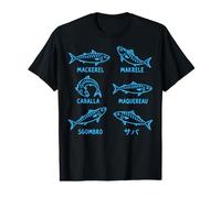 Cute Hand Drawn Mackerel Fish Multilingual Value Graphic T-Shirt
