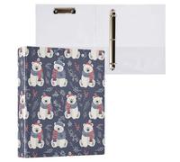 Cute Hand Drawn Polar Bear 3 D-Ring Binder A4 1 Pack with 200 Sheet for Kids School Supplies Women Men Office
