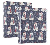 Cute Hand Drawn Polar Bear 3 D-Ring Binder A4 2 Pack with 200 Sheet for Kids School Supplies Women Men Office