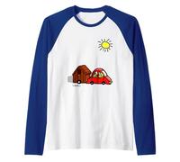 Cute Hand Drawn RV Park Family Cartoon by Lobeboy Raglan Baseball Tee