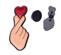 Cute Hand Heart Gesture Pin Badge Love Emoji Love Brooch Lapel Red Unity Gift Jacket Bag Accessory Friendship Care Companion Romantic Kind Kindness Metal Enamel Sign Language