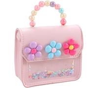 Cute Handbag Girl, Flower Beads Shoulder Bag, Princess Handbag with Adjustable Shoulder Strap, Shoulder Bag Girls, Princess Bag Girls for Birthday School Gift, c