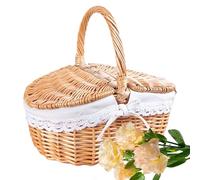 Cute Handle Picnic - Empty Basket for Flowers | Large Storage Chest for Picnic Beach Camping Break Lunch Wedding Gathering Garden School Event