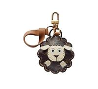 Cute Handmade Leather Sheep Keychain - Cute Animal Bag Charm with 18K Gold-Plated Hardware, Goatskin PU Leather Keyring, Car Accessory, Key Holder