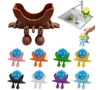 Cute Hanging Sponge Holder with Drainage for Scrub Daddy Holder, Keeps Your Sponge Dry & Smiling, Funny Sponge Stand for Kitchen Sink, 3D Printing Countertop Sponge Holders (Brown)