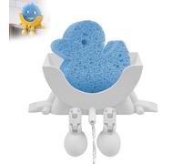 Cute Hanging Sponge Holder with Drainage for Scrub Daddy Holder, Keeps Your Sponge Dry & Smiling, Funny Sponge Stand for Kitchen Sink, 3D Printing Countertop Sponge Holders (White)