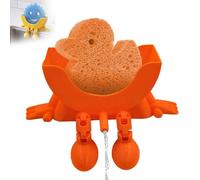 Cute Hanging Sponge Holder with Drainage for Scrub Daddy Holder, Keeps Your Sponge Dry & Smiling, Funny Sponge Stand for Kitchen Sink, 3D Printing Countertop Sponge Holders (Orange)