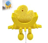 Cute Hanging Sponge Holder with Drainage for Scrub Daddy Holder, Keeps Your Sponge Dry & Smiling, Funny Sponge Stand for Kitchen Sink, 3D Printing Countertop Sponge Holders (Yellow)