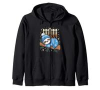 Cute Hanukkah Sloth Winter Menorah Lights Funny Jewish Zip Hoodie