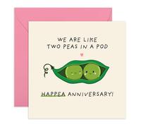 Cute HapPEA Anniversary Card - ‘Two Peas In A Pod’ - Gifts for Husband, Wife, Boyfriend, Girlfriend, Partner, Spouse, Other Half, Babe, Him, Her - Warm Message - Comes with Stickers