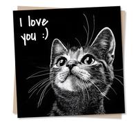 Cute Happy Anniversary Card For a Loved One - I Love You - Cat, Kitten, Playful - For a Special Someone, Husband, Wife, Girlfriend, Boyfriend, Relative, Other Half