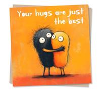 Cute Happy Anniversary Card For Partner - Your Hugs Are The Best - Love Heart Design - Anniversary Card or Valentine's Card For Husband, Wife, Girlfriend, Boyfriend