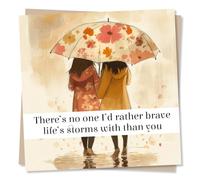 Cute Happy Anniversary or Valentine's Card For Loved One - There's No One I'd Rather Brave Life's Storms With - For Partner, Bestie, Husband, Wife, Boyfriend, Girlfriend
