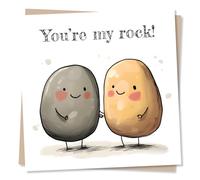 Cute Happy Anniversary or Valentine's Card For Loved One - You're My Rock - For Partner, Bestie, Husband, Wife, Boyfriend, Girlfriend