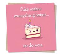 Cute Happy Birthday Card for a Loved One - Cake, Candle - For a Friend, Relative, Special Someone
