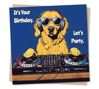 Cute Happy Birthday Card For a Loved One - Dog and Music, DJ - Lets Party - For A Special Someone, Friend, Bestie, Relative, Partner, Other