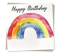 Cute Happy Birthday Card for Loved One - Rainbow, Watercolours - My Little Rainbow - for Daughter, Son, Granddaughter, Grandson, Niece, Nephew