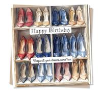 Cute Happy Birthday Card For Women - Shoe Lover, Shoes, Dreams Come True - Shopaholic - For Woman, Sister, Partner, Mum, Aunt, Auntie