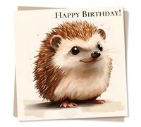 Cute Happy Birthday Card in Hedgehog Design - Hedgehog Lover, Animal Lover - Beautiful Card - Playful - Birthday Card For Friend, Best Friend, Relative, Partner, Loved One