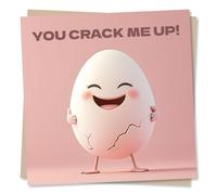 Cute Happy Birthday or Thank You Card for a Funny Friend or Loved One - Humour, Egg, Crack Me Up - For a Joker
