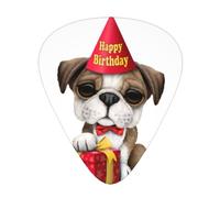 Cute Happy Birthday Pug Puppy Guitar Plectrums, 12 Pcs Lightweight Guitar Plectrums, 0.46mm/0.71mm/0.96mm Thickness For Acoustic Guitar Acoustic Electric Guitar Ukulele Bass
