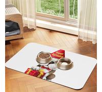 Cute Happy Birthday Pug Puppy Patterned Pet Feeding Mat with Water-Absorbing PU Top & Rubber Base - Anti-Slip Dog Cat Food Mat for Cats, Dogs & Pets, 30x45cm