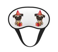 Cute Happy Birthday Pug Puppy Print Adjustable Eye Cover for Sleeping, Comfortable, Pressure-Free and Breathable Sleeping Masks