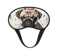 Cute Happy Birthday Pug Puppy Sleep Mask for Women Girls Men Soft Comfortable Eye Mask with Adjustable Strap Blackout Eye Sleep Shade Cover for Travel Yoga Nap Shift Work
