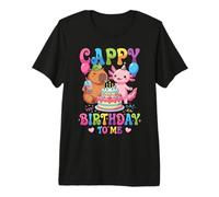 Cute Happy Birthday to Me Capybara Axolotl Turtle Party Premium T-Shirt
