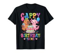 Cute Happy Birthday to Me Capybara Axolotl Turtle Party T-Shirt